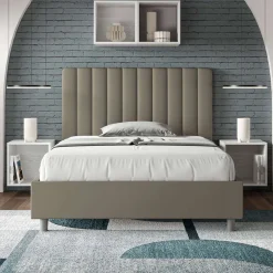 Viadurini Night Design Polsterbetten 120X190-Bett 140x200 cm Kopfteil mit symmetrischen vertikalen Linien Made in Italy - Glove
