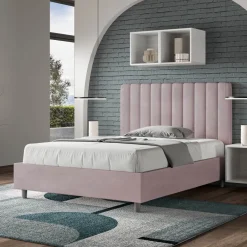 Viadurini Night Design Polsterbetten 120X190-Bett 140x200 cm Mikrofaser mit symmetrischen vertikalen Linien Made in Italy - Glove