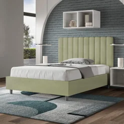 Viadurini Night Design Polsterbetten 120X190-Bett 140x200 cm Mikrofaser mit symmetrischen vertikalen Linien Made in Italy - Glove