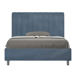 Viadurini Night Design Polsterbetten 120X190-Bett 140x200 cm Mikrofaser mit symmetrischen vertikalen Linien Made in Italy - Glove