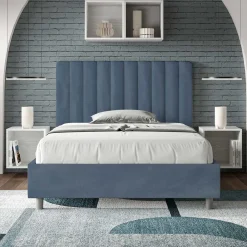 Viadurini Night Design Polsterbetten 120X190-Bett 140x200 cm Mikrofaser mit symmetrischen vertikalen Linien Made in Italy - Glove