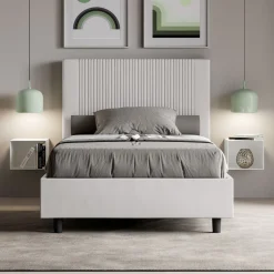 Viadurini Night Design Polsterbetten 120X190-Bett 140x200 cm mit Kopfteil verziert mit vertikalen Linien Made in Italy - Pattini