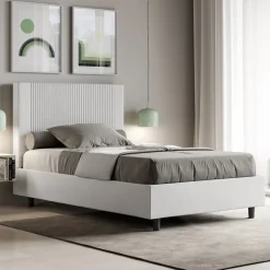 Viadurini Night Design Polsterbetten 120X190-Bett 140x200 cm mit Kopfteil verziert mit vertikalen Linien Made in Italy - Pattini