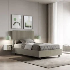 Viadurini Night Design Polsterbetten 120X190-Bett 140x200 cm mit Kopfteil verziert mit vertikalen Linien Made in Italy - Pattini