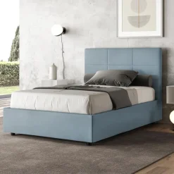 Viadurini Night Design Polsterbetten 120X190-Bett 140x200 cm mit rechteckigem Kopfteil aus Mikrofaser Made in Italy - Brina