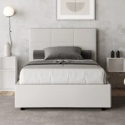 Viadurini Night Design Polsterbetten 120X190-Bett 140x200 cm mit rechteckigem Kopfteil aus Kunstleder Made in Italy - Brina