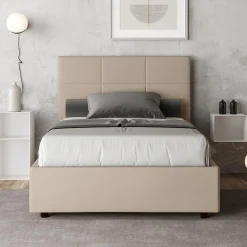 Viadurini Night Design Polsterbetten 120X190-Bett 140x200 cm mit rechteckigem Kopfteil aus Kunstleder Made in Italy - Brina