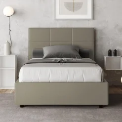 Viadurini Night Design Polsterbetten 120X190-Bett 140x200 cm mit rechteckigem Kopfteil aus Kunstleder Made in Italy - Brina