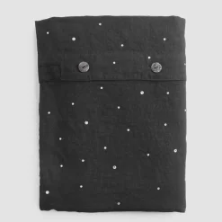 Viadurini Textile Bettbezüge-Bettbezug aus schwarzem Leinen mit Kristallen Luxus Doppelbett - Damante