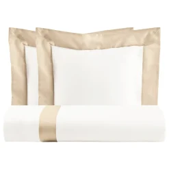 Viadurini Textile Bettbezüge-Bettbezug-Set aus 100 % Baumwolle und 10 % Baumwoll-Satin mit 2 Kissenbezügen – Detail