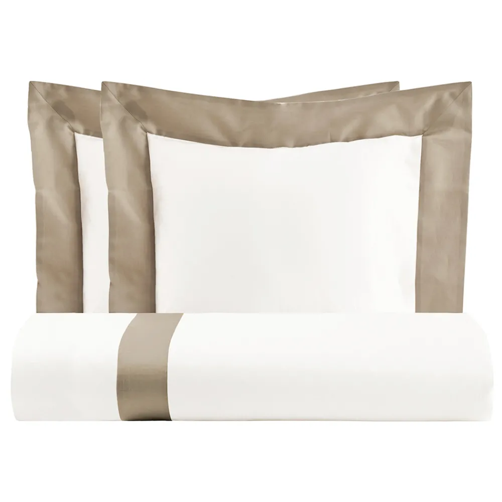 Viadurini Textile Bettbezüge-Bettbezug-Set aus 100 % Baumwolle und 10 % Baumwoll-Satin mit 2 Kissenbezügen – Detail