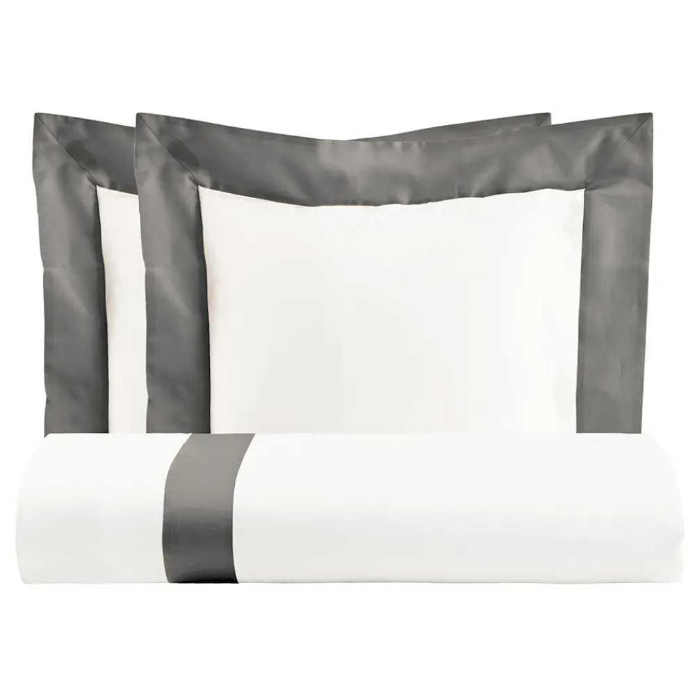 Viadurini Textile Bettbezüge-Bettbezug-Set aus 100 % Baumwolle und 10 % Baumwoll-Satin mit 2 Kissenbezügen – Detail