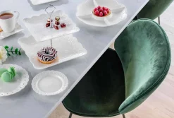 Viadurini Kitchen Deko Artikel Und Wohnaccessoires-Bevorzugung Teller 12 Stück in weißem Porzellan Hand dekoriert - Rafiki