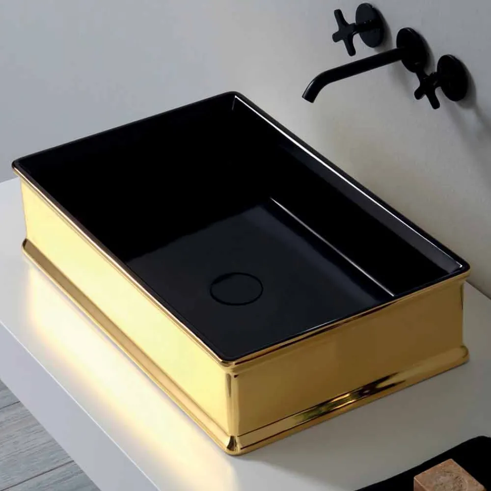 Viadurini Bathroom Farbige Waschbecken-Bicolor Keramik Aufsatzwaschtisch, hergestellt von Debora in Italien