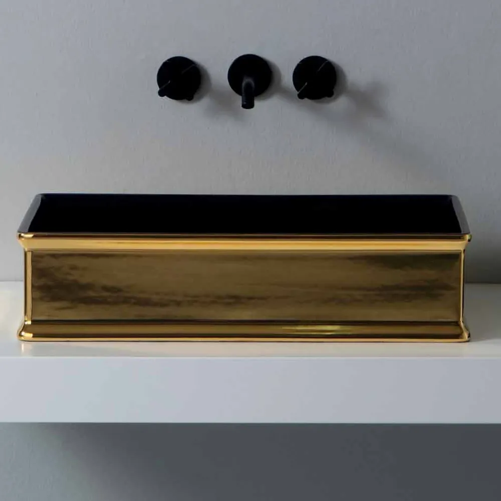 Viadurini Bathroom Farbige Waschbecken-Bicolor Keramik Aufsatzwaschtisch, hergestellt von Debora in Italien