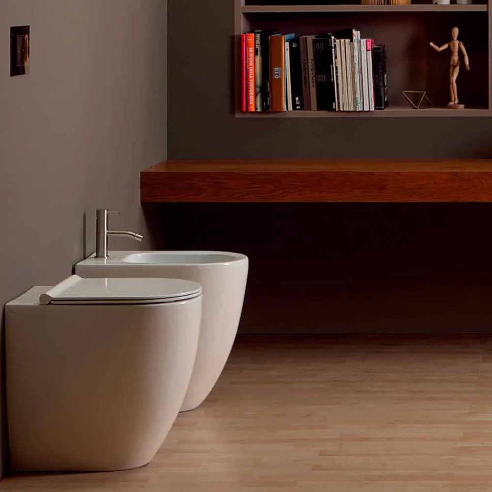 Viadurini Bathroom Bidet-Bidet aus Keramik modernes Design Shine Square Open Rimless H50 cm