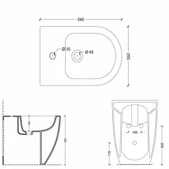Viadurini Bathroom Bidet-Bidet aus Keramik modernes Design Shine Square Open Rimless H50 cm