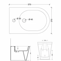 Viadurini Bathroom Bidet-Bidet aus Keramik 57x37 modernes Design Sun, made in Italy