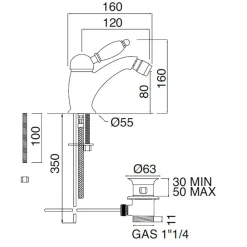 Viadurini Taps Bidetarmaturen-Bidetmischer im klassischen Stil aus handgefertigtem Messing mit Hebel - Noriana