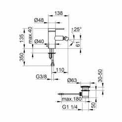 Viadurini Taps Bidetarmaturen-Bidetmischer mit Saltarello-Ablauf in Chrommessing, Luxus - Zanio