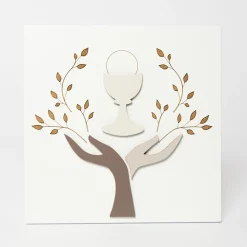 Viadurini Decor Religiöse Bilder-Bild mit Lasergravur von Olivenbaum und Hostie, hergestellt in Italien – Joel