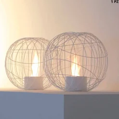 Viadurini Fire Design Bodenkamine Bioethanol|Tischkamine Bioethanol-Bio Ethanol Stand und Tischkamin aus lackierten Stahldraht Kugel Henry Modell