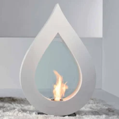 Viadurini Fire Design Bodenkamine Bioethanol-Bio Ethanol Standkamin aus lackierten Stahl und Temperglas Todd