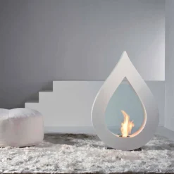 Viadurini Fire Design Bodenkamine Bioethanol-Bio Ethanol Standkamin aus lackierten Stahl und Temperglas Todd
