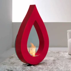 Viadurini Fire Design Bodenkamine Bioethanol-Bio Ethanol Standkamin aus lackierten Stahl und Temperglas Todd