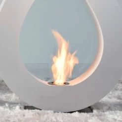 Viadurini Fire Design Bodenkamine Bioethanol-Bio Ethanol Standkamin aus lackierten Stahl und Temperglas Todd
