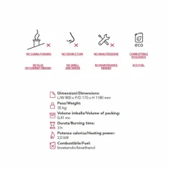 Viadurini Fire Design Bodenkamine Bioethanol-Bio Ethanol Standkamin aus lackierten Stahl und Temperglas Todd