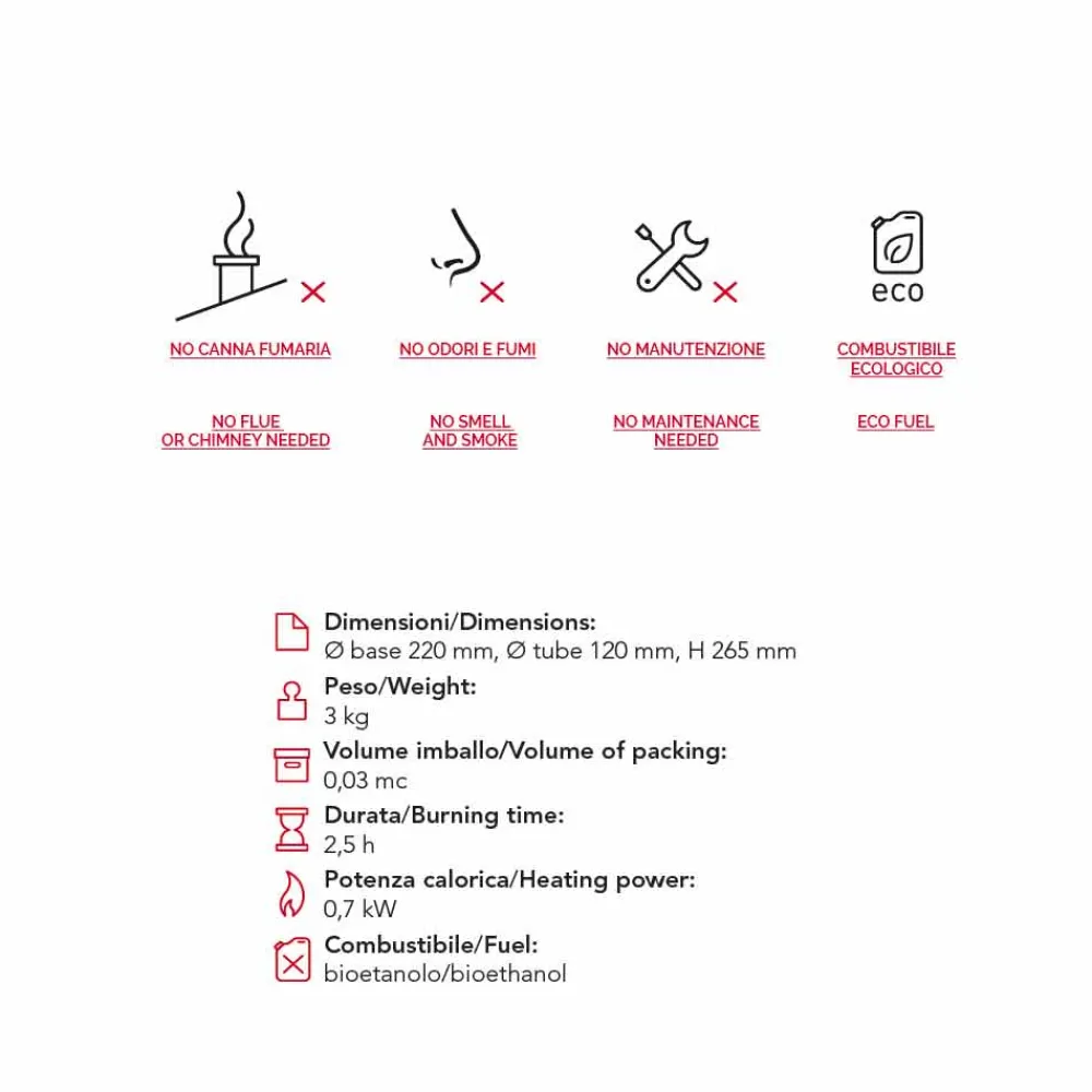 Viadurini Fire Design Tischkamine Bioethanol-Bio Ethanol Tischkamin aus Keramik und Glas Jim Fackel Modell