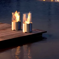 Viadurini Fire Design Tischkamine Bioethanol-Bio Ethanol Tischkamin aus Stahlblech und Glas Leon Design