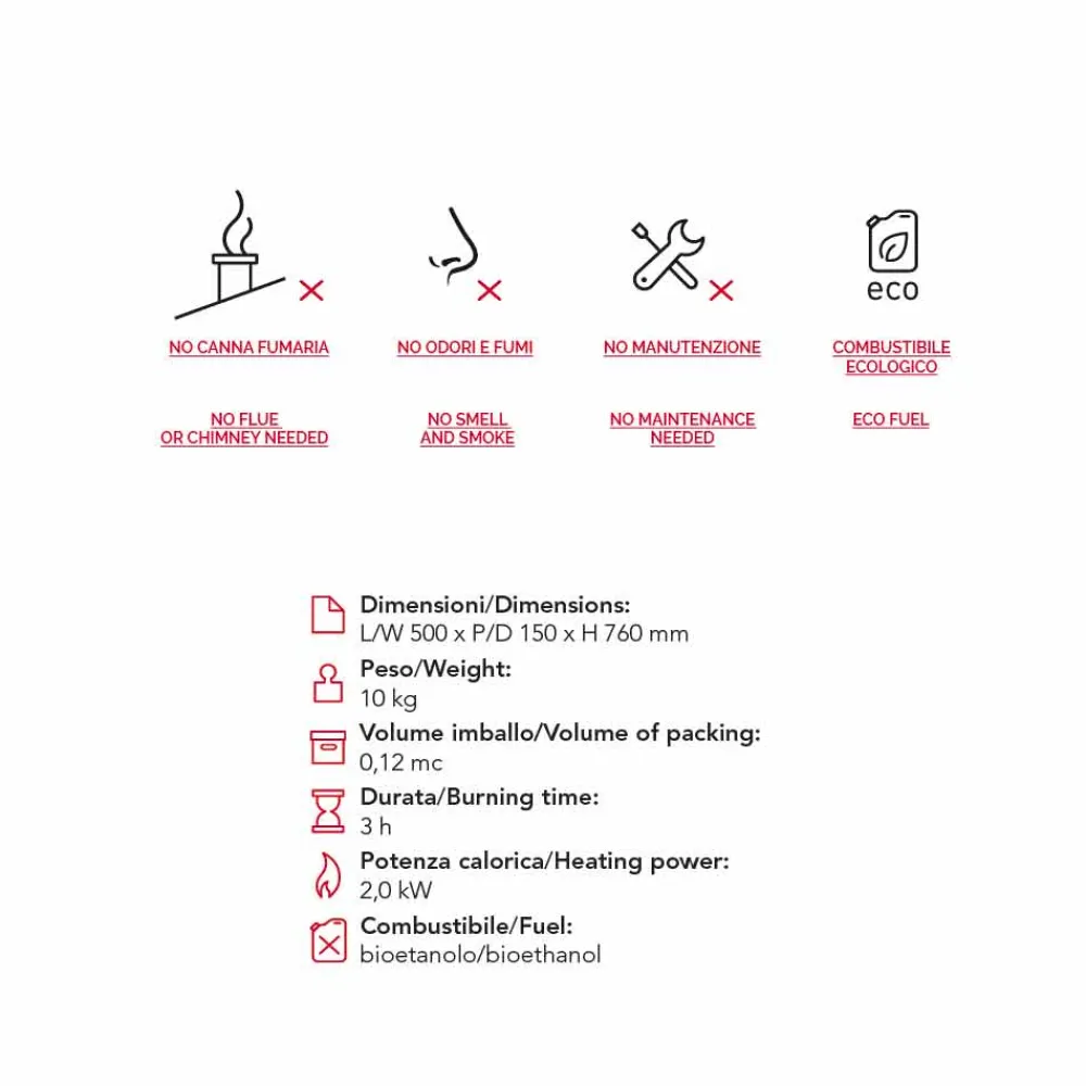 Viadurini Fire Design Wandkamine Bioethanol-Bio Ethanol Wandkamin aus Stahlblech Flammenform Joseph