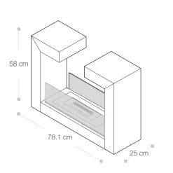 Viadurini Fire Design Bodenkamine Bioethanol-Bio-Bodenkamin aus weiß lackiertem Metall und gehärtetem Glas - Pelide