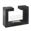 Viadurini Fire Design Bodenkamine Bioethanol-Bioethanol-Bodenkamin aus schwarzem Metall und gehärtetem Glas - Plutanium