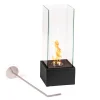 Viadurini Fire Design Bodenkamine Bioethanol-Bioethanol-Bodenkamin aus gehärtetem Glas und schwarzem Metallsockel – Spike