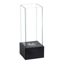 Viadurini Fire Design Bodenkamine Bioethanol-Bioethanol-Bodenkamin aus gehärtetem Glas und schwarzem Metallsockel – Spike