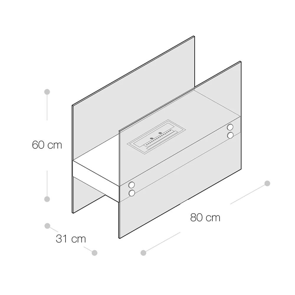 Viadurini Fire Design Bodenkamine Bioethanol-Bioethanol-Bodenkamin aus schwarzem Metall und gehärtetem Glas - Violante