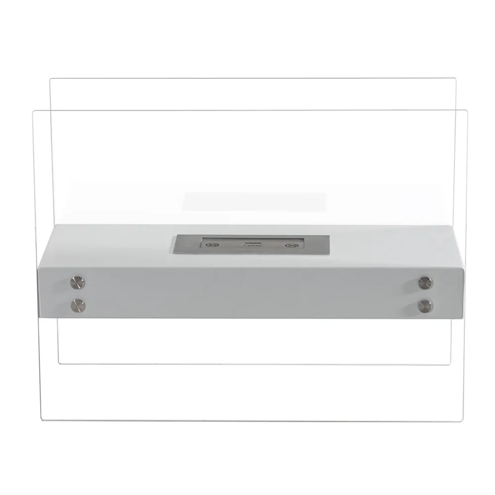 Viadurini Fire Design Bodenkamine Bioethanol-Bioethanol-Bodenkamin aus weißem Metall und gehärtetem Glas – Timon