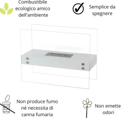 Viadurini Fire Design Bodenkamine Bioethanol-Bioethanol-Bodenkamin aus weißem Metall und gehärtetem Glas – Timon