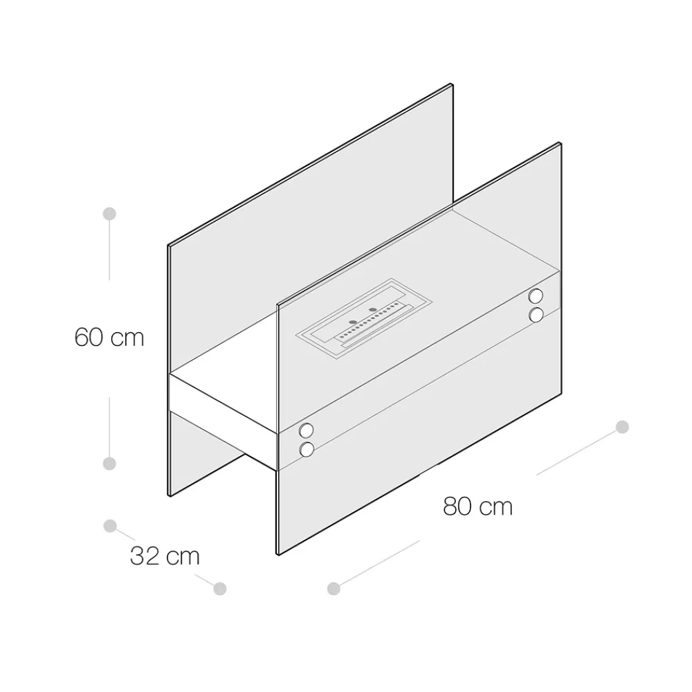 Viadurini Fire Design Bodenkamine Bioethanol-Bioethanol-Bodenkamin aus weißem Metall und gehärtetem Glas – Timon