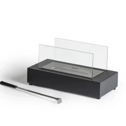 Viadurini Fire Design Bodenkamine Bioethanol-Bioethanol-Tischkamin aus gehärtetem Glas und schwarzem Metall - Fiandre