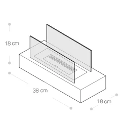 Viadurini Fire Design Tischkamine Bioethanol-Bioethanol-Tischkamin aus gehärtetem Glas und Metall – Silber