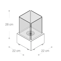 Viadurini Fire Design Bodenkamine Bioethanol-Bio-Tischkamin aus gehärtetem Glas mit Sockel aus schwarzem Metall - Coriano