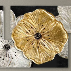 Viadurini Decor Blumen Bilder|Handgemalte Bilder-Blumen-Gemälde in modernem Design Petunia Oro klein