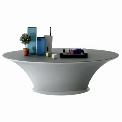 Viadurini Living Moderne Couchtische-Boat Design Ovaler Couchtisch aus Metall und geätztem Glas - Einschiffung