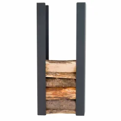 Viadurini Fire Design Kaminholzständer Aus Eisen Und Stahl-Boden / Wand Holzhalter aus schwarzem Stahl mit Säule Designs - Grecale