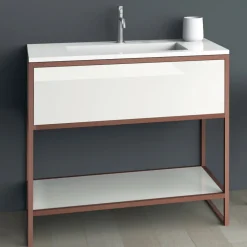 Viadurini Bathroom Badmöbel Stehend-Boden Badezimmermöbel aus kupfernem Metall und weißem Mdf Made in Italy - Cizco
