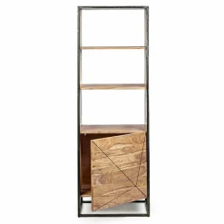 Viadurini Living Moderne Design Bücherregale-Boden Bücherregal mit Struktur in Akazienholz und Stahl Homemotion - Golia